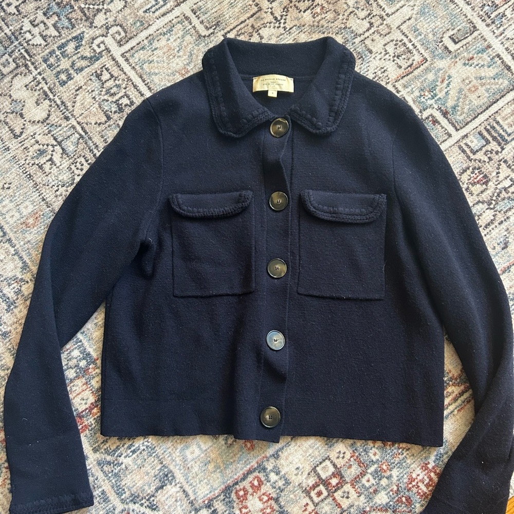 Sezane Navy Betty Cardigan S